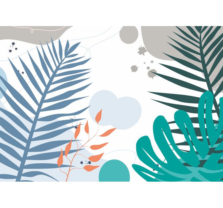 Nature wall mural stylized leaf designs - TenStickers