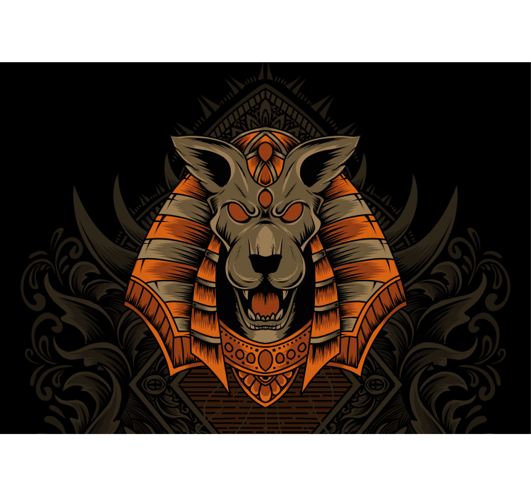 Wall mural lion fierce egyptian warrior - TenStickers