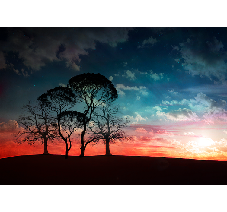 Trees wall mural silhouette tree sunset - TenStickers