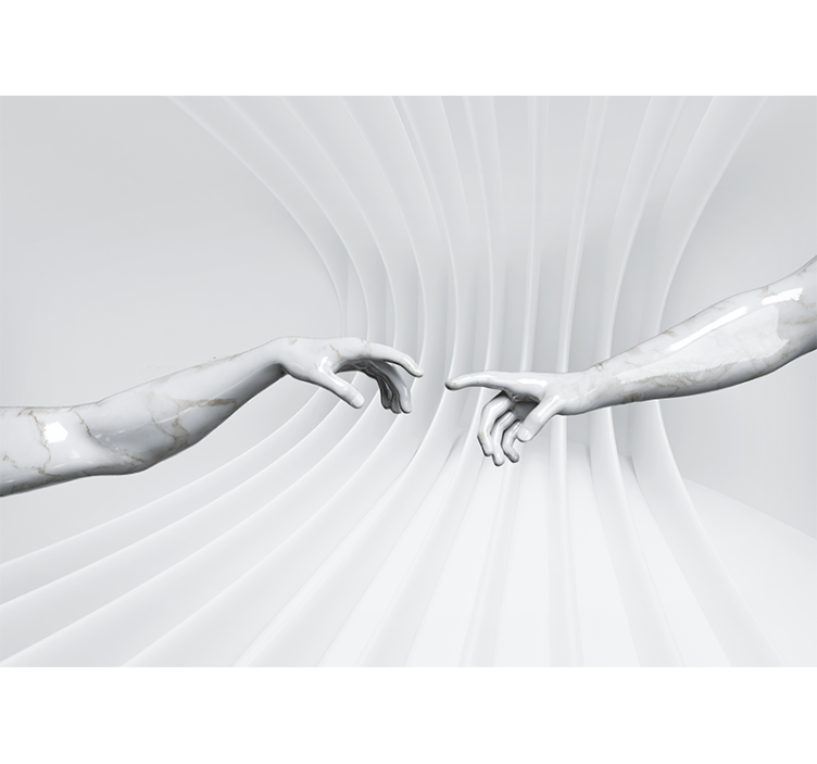 Marble hands touch wall mural painting - TenStickers