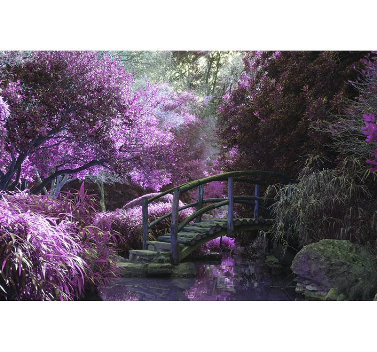 Nature wall mural tranquil bridge landscape - TenStickers