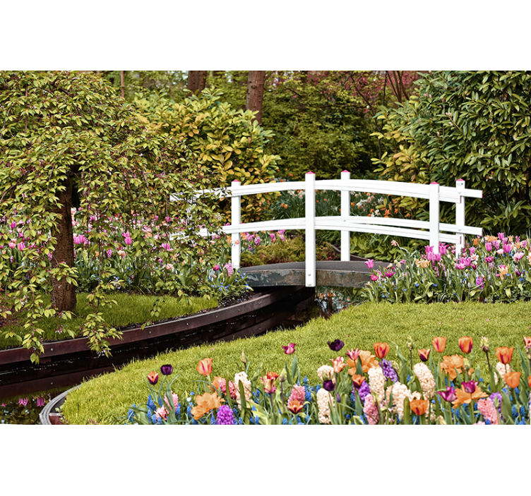 Landscape wall mural serene garden bridge - TenStickers