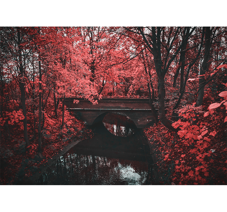 Nature wall mural red leaf forest - TenStickers