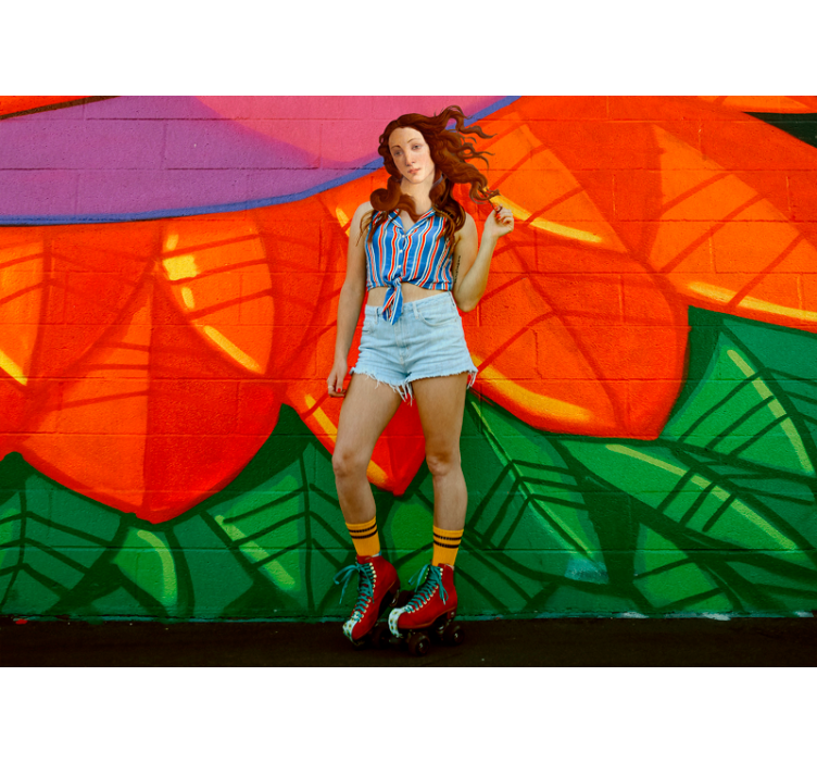Urban art wall mural bold roller skater - TenStickers