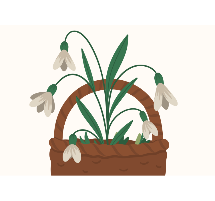 Flowers wall mural delicate snowdrop blooms - TenStickers