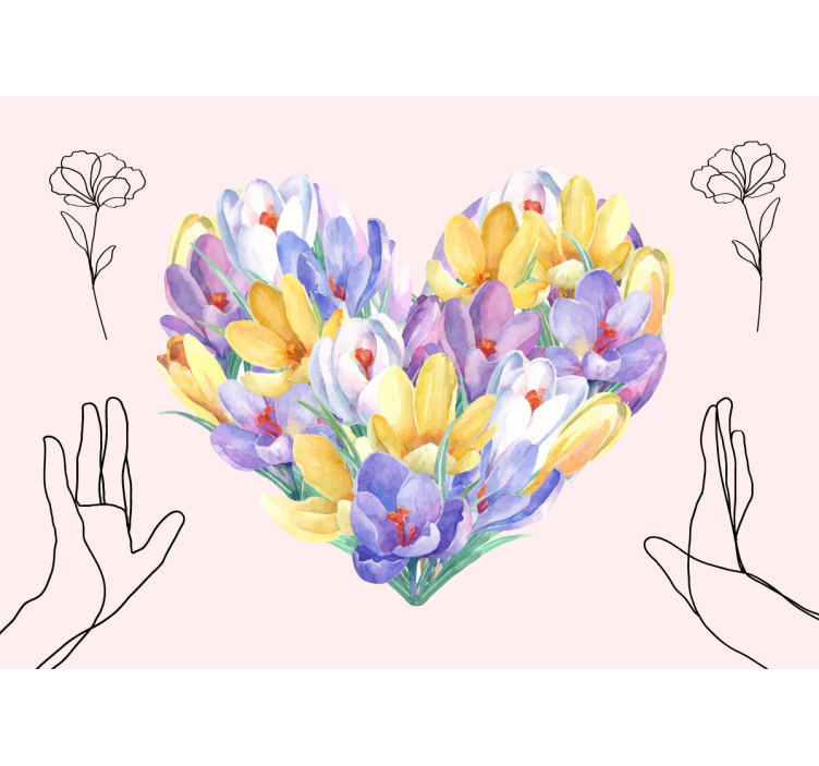 Flowers wall mural heart shaped bouquet - TenStickers