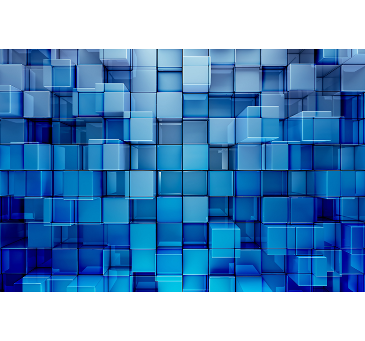 Abstract mural wallpaper geometric cube design - TenStickers
