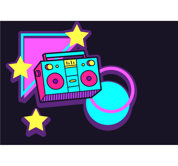 Wall mural music retro boombox design - TenStickers