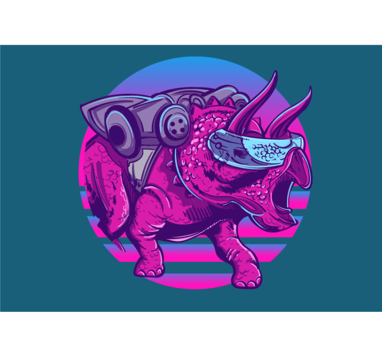 Wall mural animals futuristic triceratops design - TenStickers