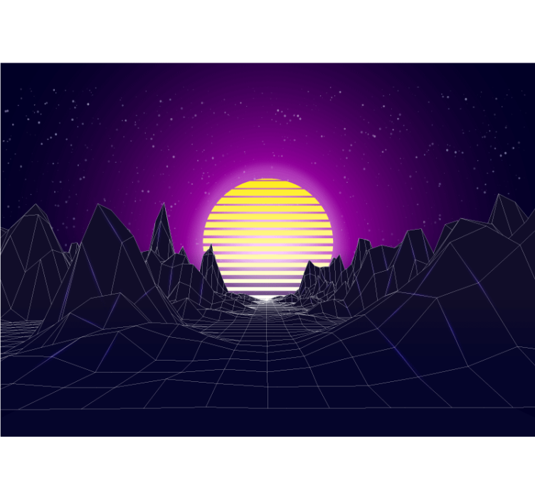 Abstract mural wallpaper geometric mountain sunset - TenStickers