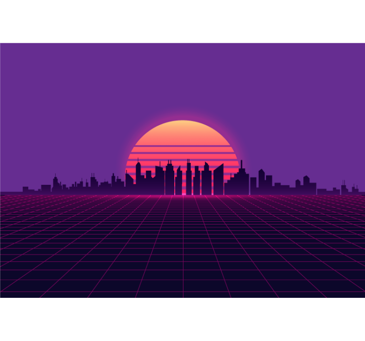 Wall mural city sunset cityscape silhouette - TenStickers