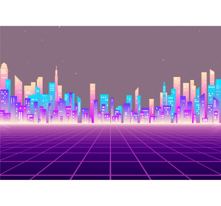 Wall mural city futuristic urban skyline - TenStickers