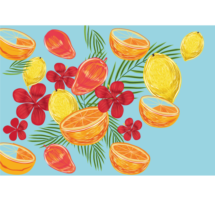 Flowers wall mural tropical fruit display - TenStickers