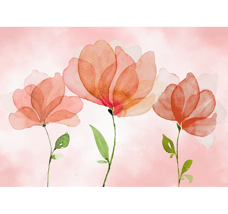 Flowers wall mural elegant floral blooms - TenStickers
