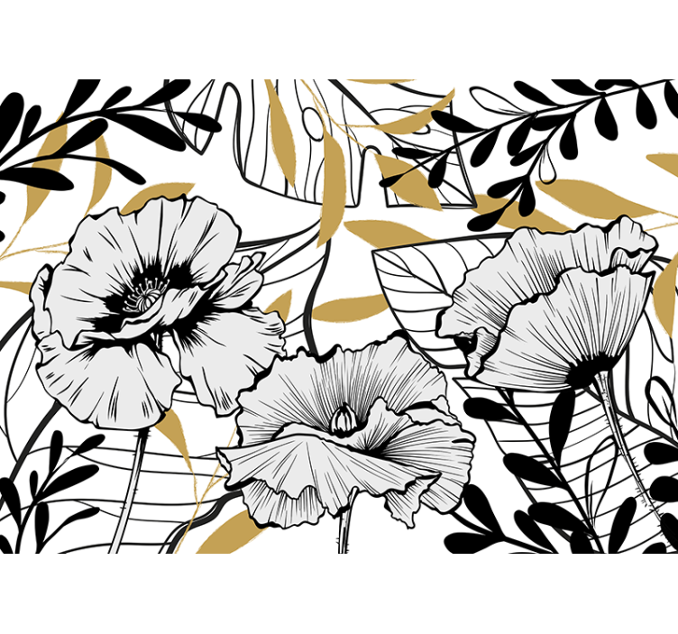 Floral Outline Patterns flowers wall mural - TenStickers