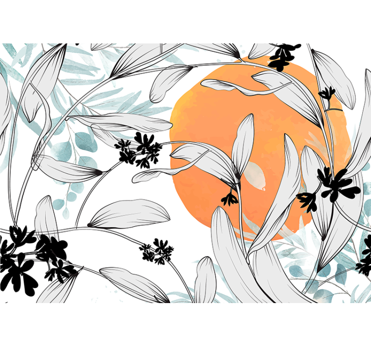 Flowers wall mural with botanical leaf designs - TenStickers