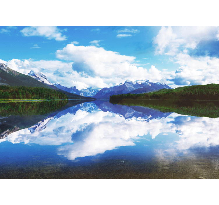 Tranquil Mountain Reflection landscape wall mural - TenStickers