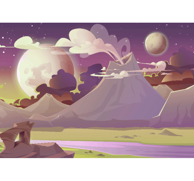 Wall mural fantasy mountain landscape - TenStickers