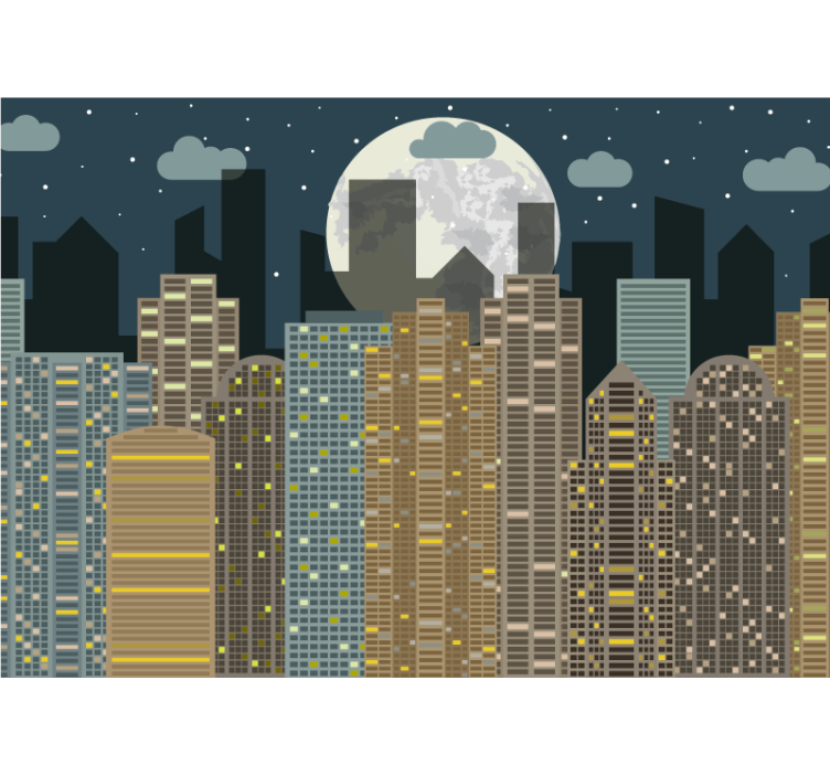City night moonlight living room wall mural - TenStickers