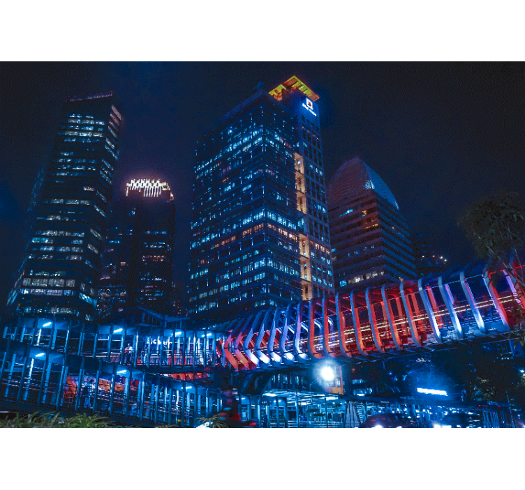 Wall mural city modern cityscape at night - TenStickers