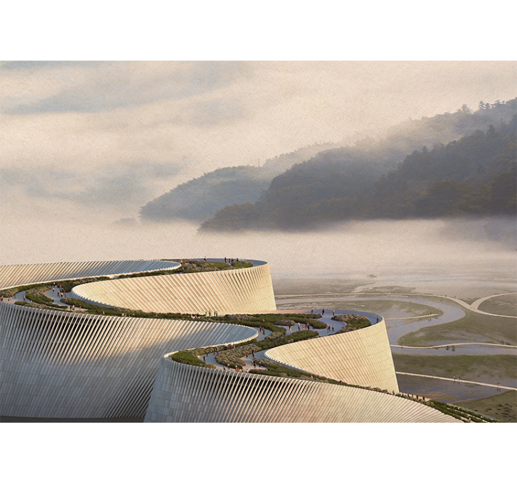 Landscape wall mural curved architectural design - TenStickers