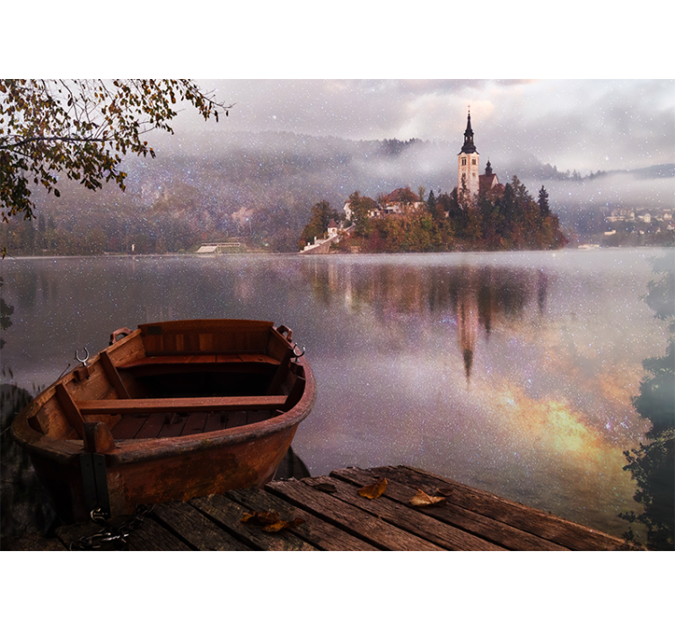 Tranquil lake view landscape wall mural - TenStickers