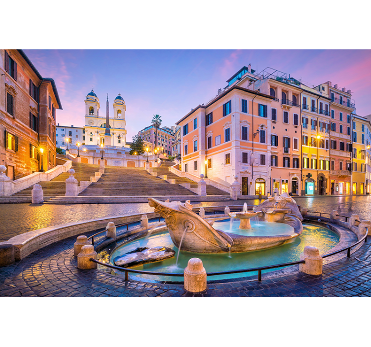 Wall mural city spanish steps fountain - TenStickers