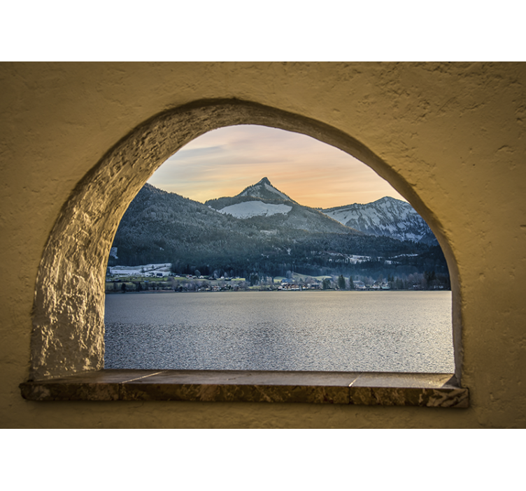 Landscape wall mural alpine lake view - TenStickers