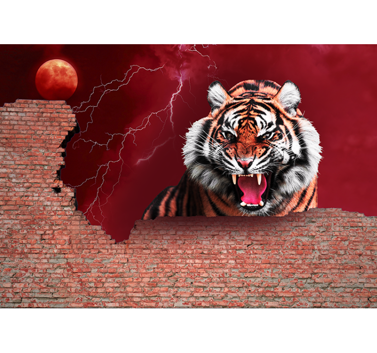Wall mural animals fierce tiger roar - TenStickers