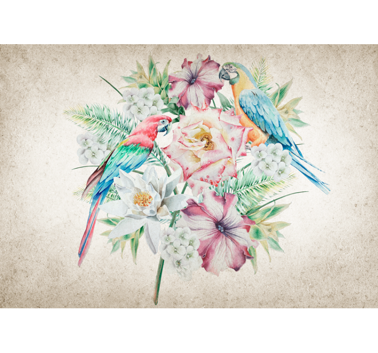 Wall mural animals colorful tropical birds - TenStickers
