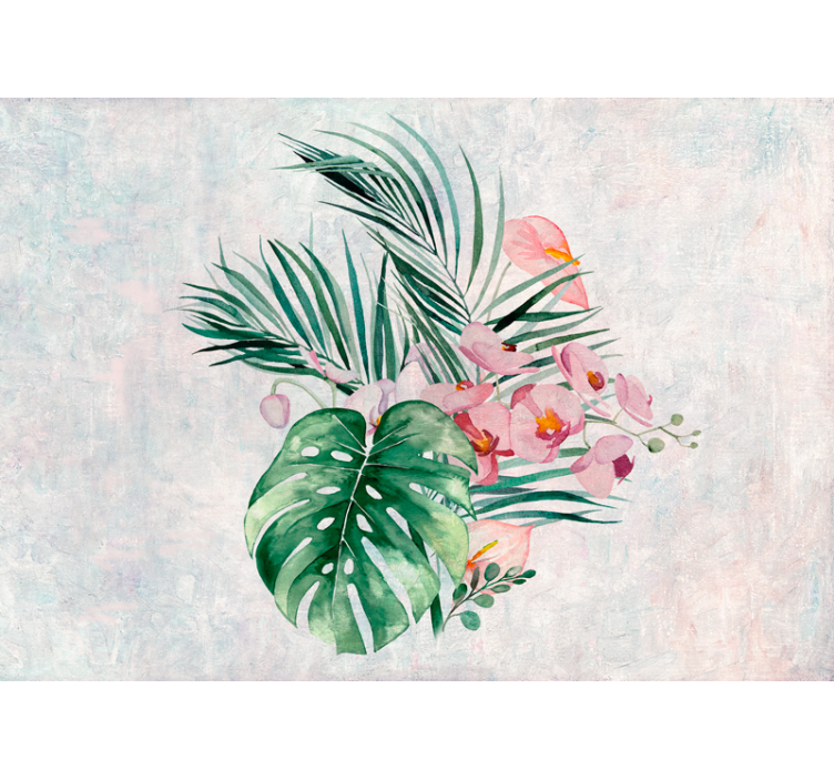Flowers wall mural tropical floral design - TenStickers