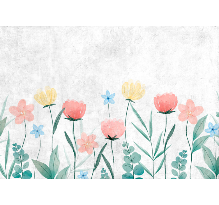 Flowers wall mural blooming flower field - TenStickers