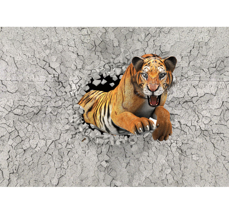 Wall mural animals tiger breaking through - TenStickers