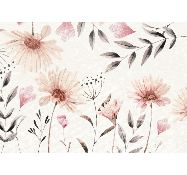 Flowers wall mural floral pink design - TenStickers