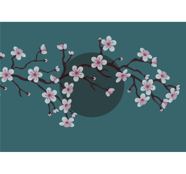 Flowers wall mural blossoming cherry branch - TenStickers