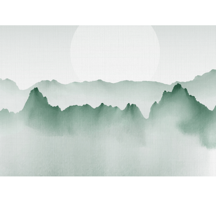 Nature wall mural mountain silhouette scene - TenStickers