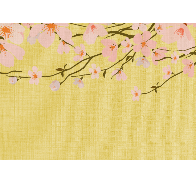 Flowers wall mural blossoming cherry branches - TenStickers