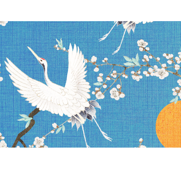 Wall mural lion elegant crane blossoms - TenStickers