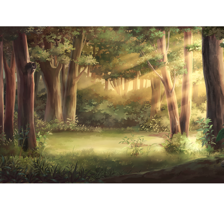 Nature wall mural sunny woodland landscape - TenStickers