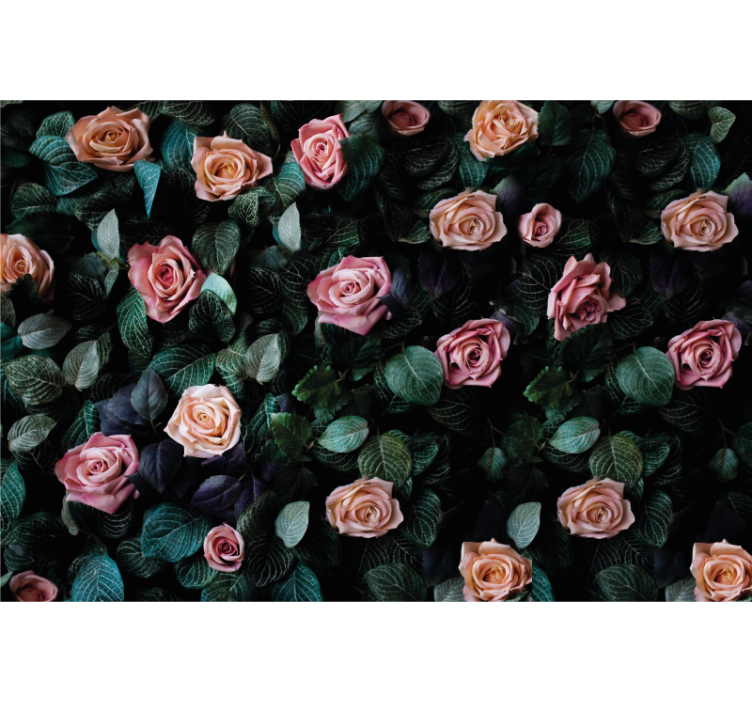 Flowers wall mural roses and foliage design - TenStickers