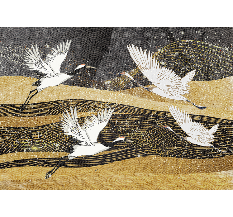 Wall mural animals elegant cranes dance - TenStickers