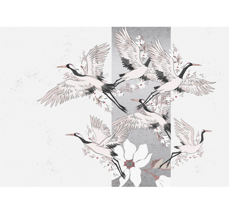 Wall mural animals elegant soaring cranes - TenStickers