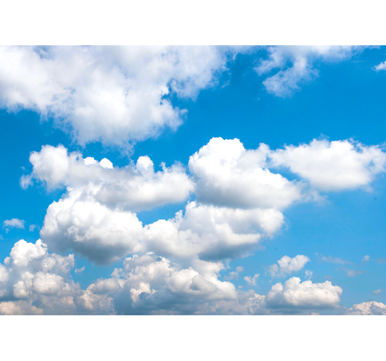 Sky mural wallpaper fluffy white clouds design - TenStickers