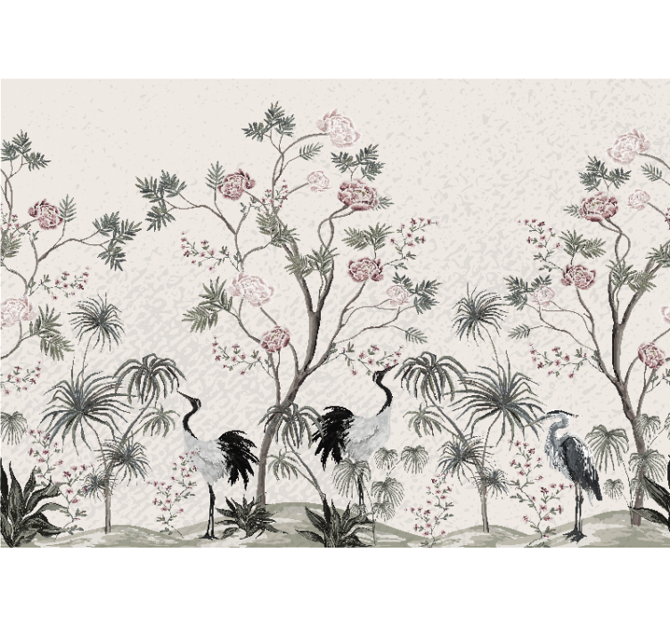 Wall mural animals elegant crane scene - TenStickers