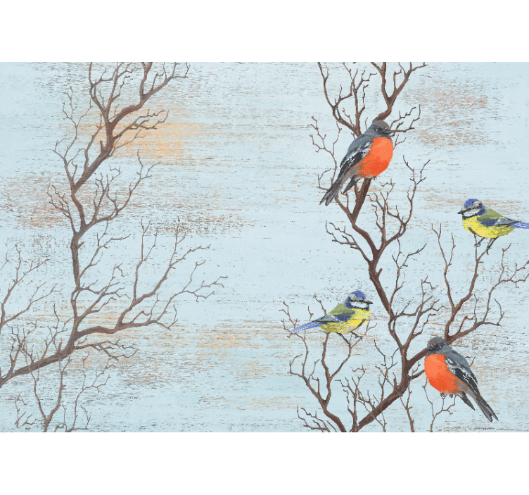 Wall mural animals birds on branches - TenStickers