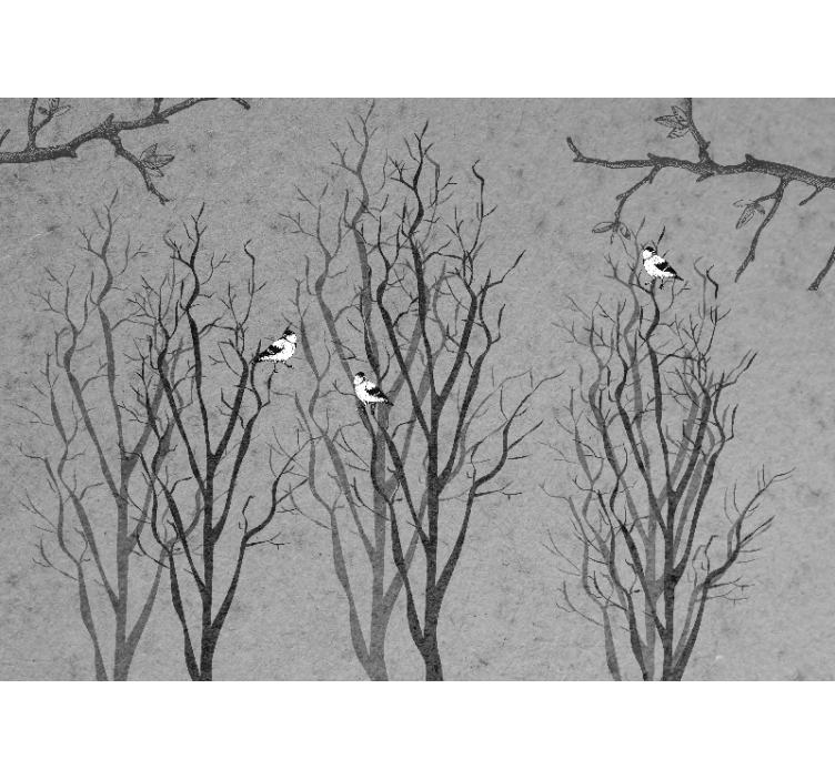 Trees wall mural twigs with birds - TenStickers