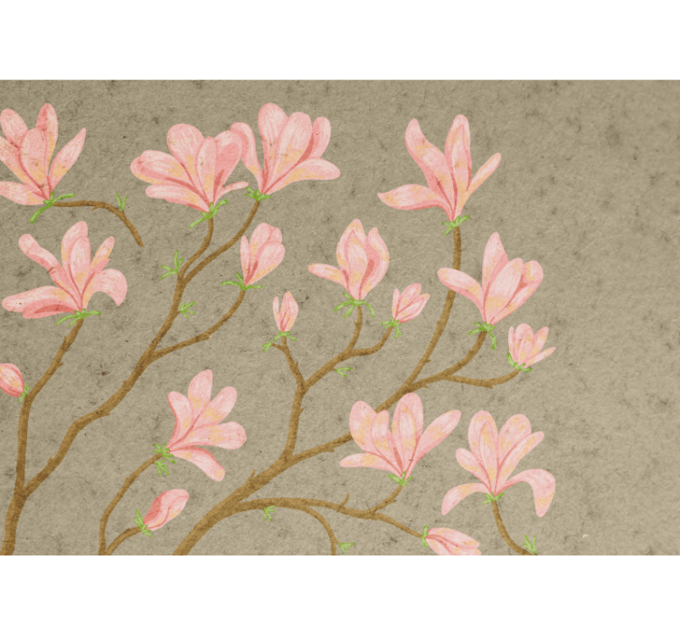 Flowers wall mural pink magnolia blossoms - TenStickers
