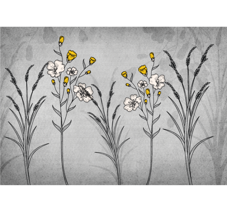 Flowers wall mural vintage floral illustrations - TenStickers