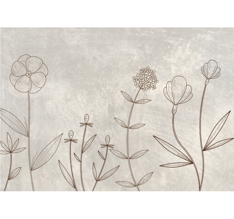Flowers wall mural sketchy floral design - TenStickers