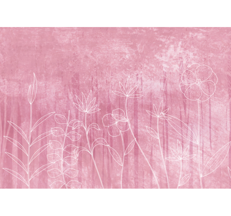 Flowers wall mural delicate floral outline - TenStickers